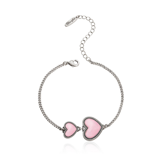 Wrangler Link Bracelets with Heart Charms and Adjustable Chain for Women's Fashion Jewelry