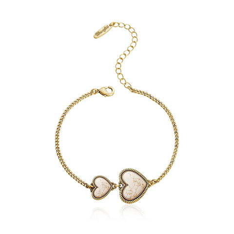Wrangler Link Bracelets with Heart Charms and Adjustable Chain for Women's Fashion Jewelry
