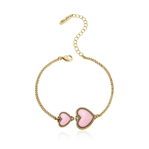 Wrangler Link Bracelets with Heart Charms and Adjustable Chain for Women's Fashion Jewelry