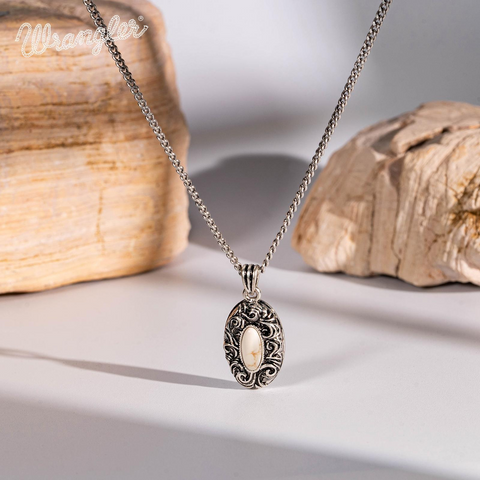 Wrangler Western Pendant Necklace for Women 14K Gold Statement Carvings Turquoise Cowgirl Vintage Jewelry