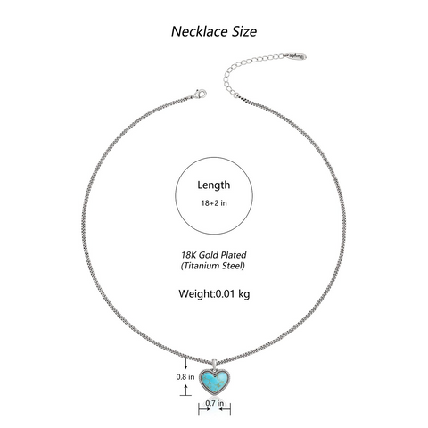 Wrangler Heart Pendant Necklace for Women Silver Plated Teardrop Gemstone Jewelry Western Style Adaptable for Everyday & Special Occasions