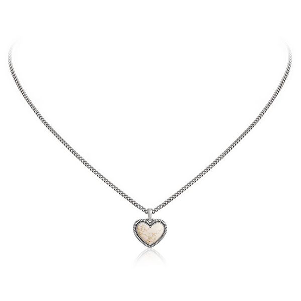 Wrangler Heart Pendant Necklace for Women Silver Plated Teardrop Gemstone Jewelry Western Style Adaptable for Everyday & Special Occasions