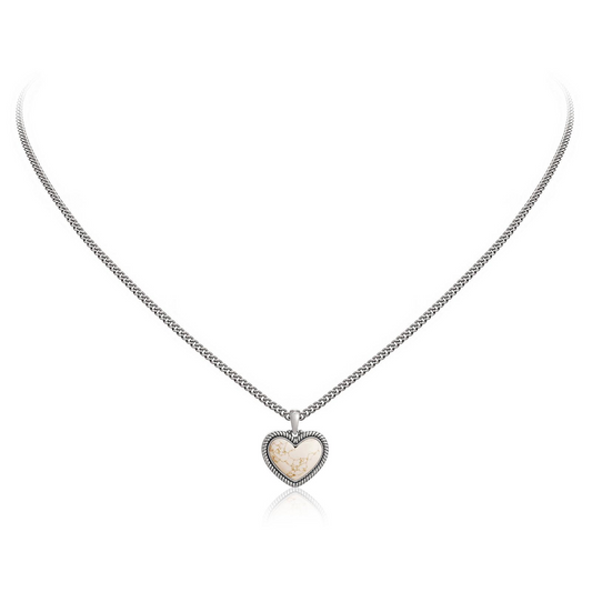 Wrangler Heart Pendant Necklace for Women Silver Plated Teardrop Gemstone Jewelry Western Style Adaptable for Everyday & Special Occasions