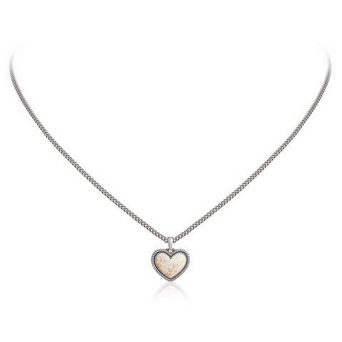 Wrangler Heart Pendant Necklace for Women Silver Plated Teardrop Gemstone Jewelry Western Style Adaptable for Everyday & Special Occasions