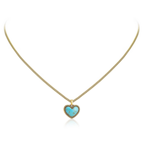 Wrangler Heart Pendant Necklace for Women Silver Plated Teardrop Gemstone Jewelry Western Style Adaptable for Everyday & Special Occasions