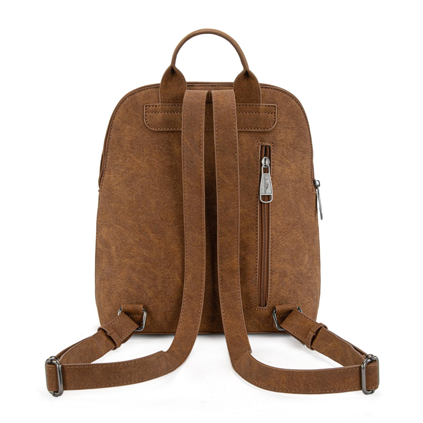 Montana West Western Backpack for Women with Intricate Embroidery and Turquoise Accents Brown Suede Material
