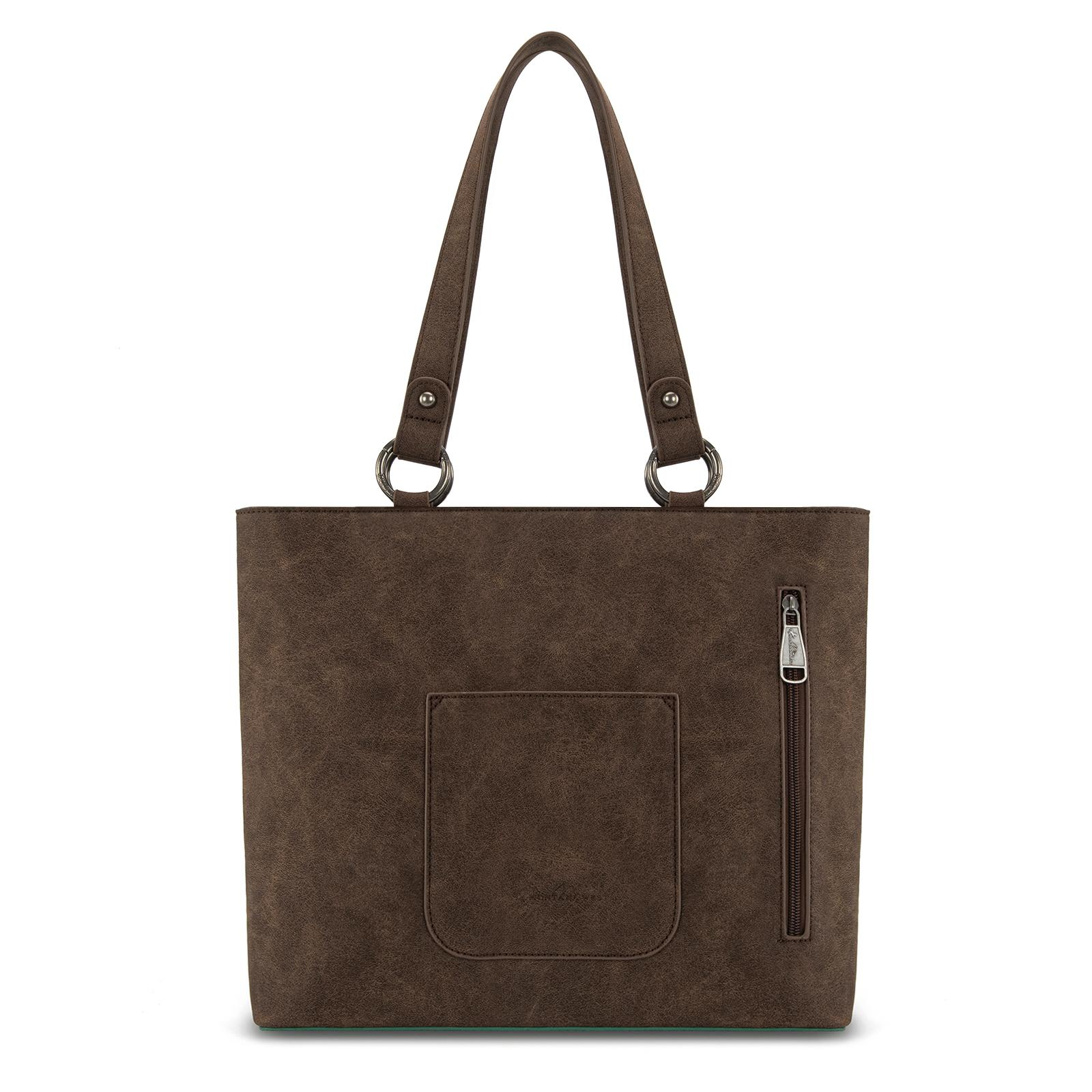 Montana West Western Shoulder Bag Top Handle for Women High Capacity with Embossed Floral Design and Studded Accents