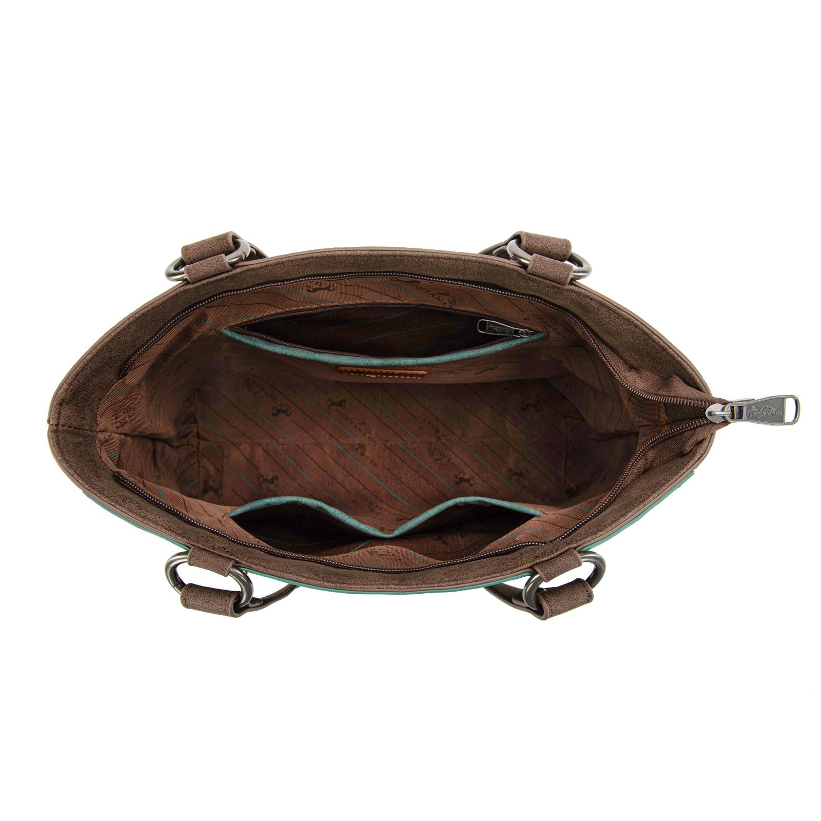 Montana West Western Shoulder Bag Top Handle for Women High Capacity with Embossed Floral Design and Studded Accents