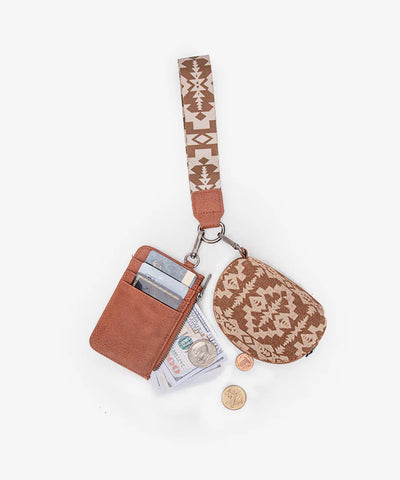 Wrangler Aztec Print Card Holder Brown