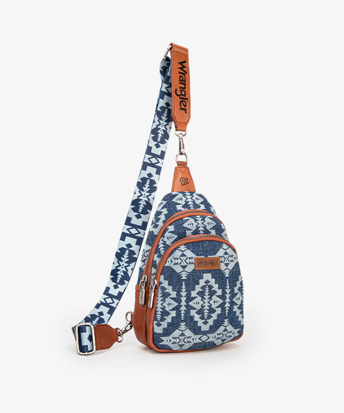 Wrangler Aztec Print Sling Bag Jean