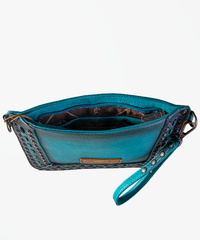 Wrangler Rivets Studded Wristlet Turquoise Crossbody Bag - Montana West World