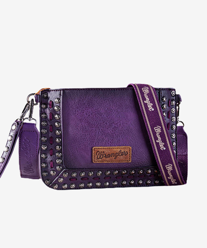 Wrangler Rivets Studded Wristlet Purple Crossbody Bag - Montana West World