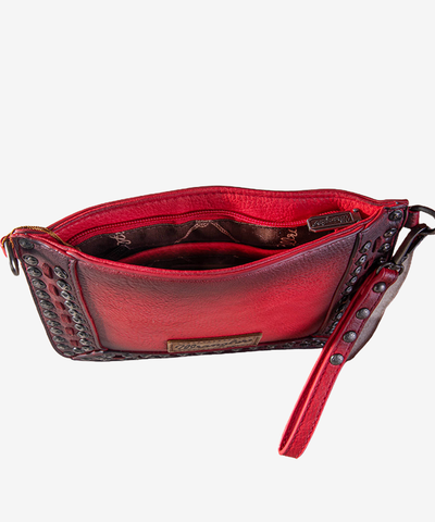 Wrangler Rivets Studded Wristlet Red Crossbody Bag - Montana West World