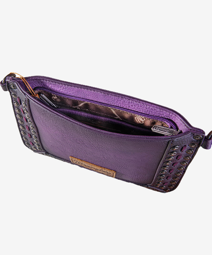 Wrangler Rivets Studded Wristlet Purple Crossbody Bag - Montana West World