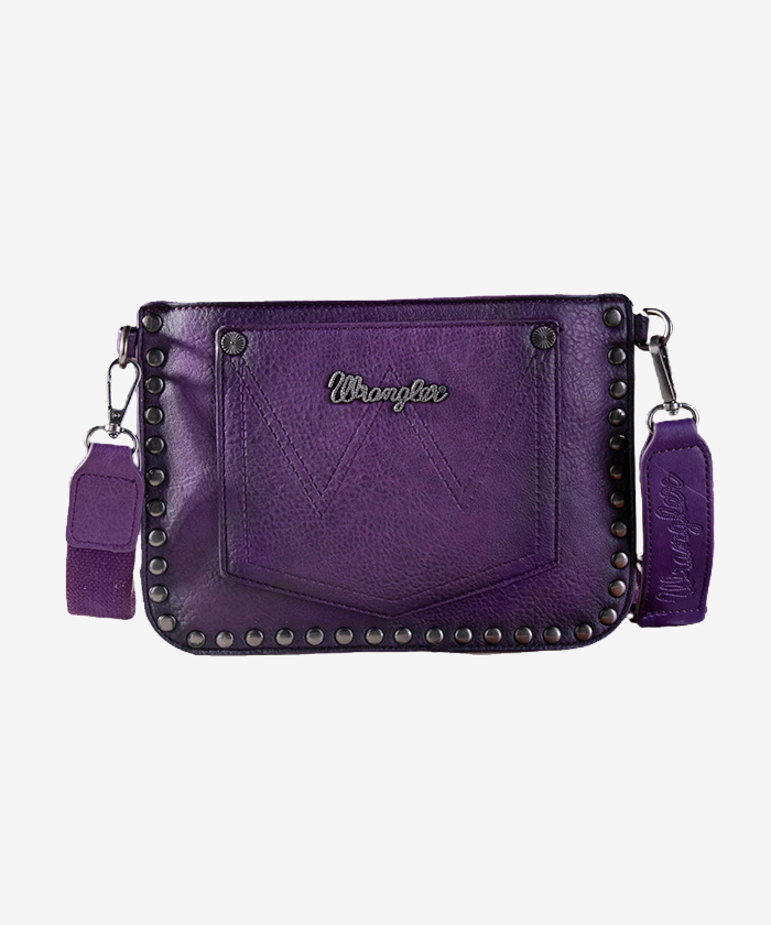 Wrangler Rivets Studded Wristlet Purple Crossbody Bag - Montana West World