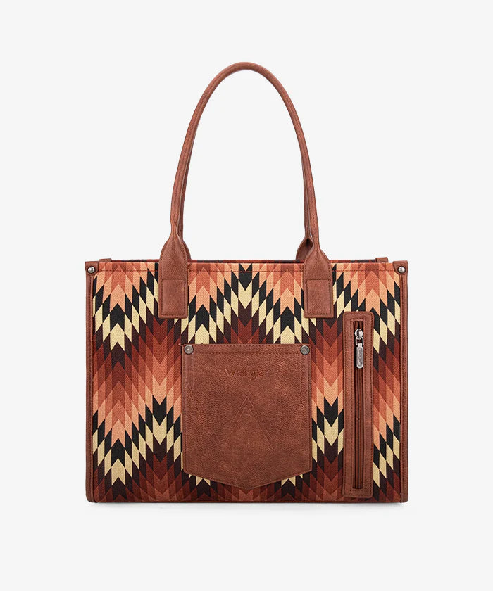 Wrangler Southwestern Pattern Concealed Carry Wide Tote Brown