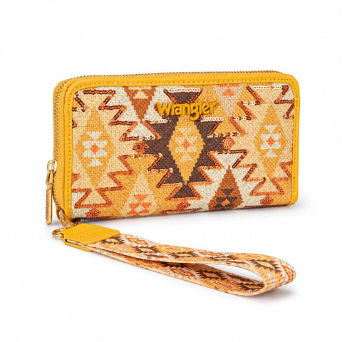 Wrangler Purse for Women Western Aztec Wallet with Sequin Detail Sparkly Underarm Purse