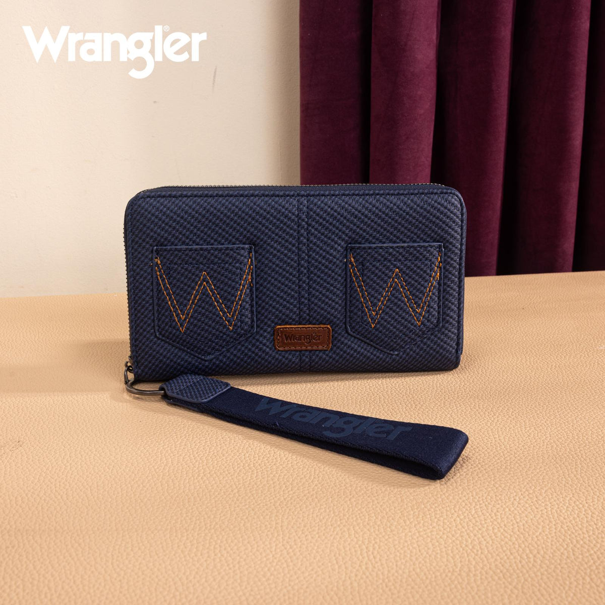 Wrangler Large Wristlet Wallet for Women with Distinctive 'W' Embroidery