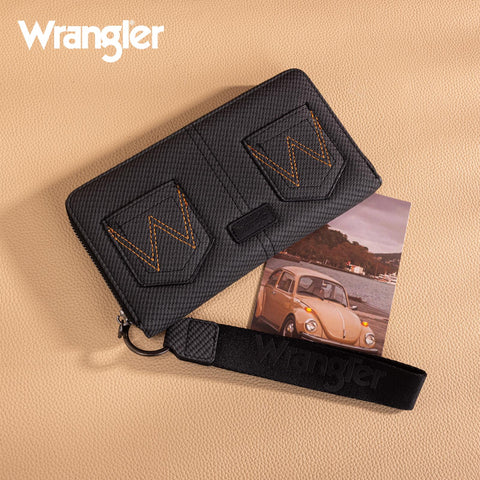 Wrangler Large Wristlet Wallet for Women with Distinctive 'W' Embroidery