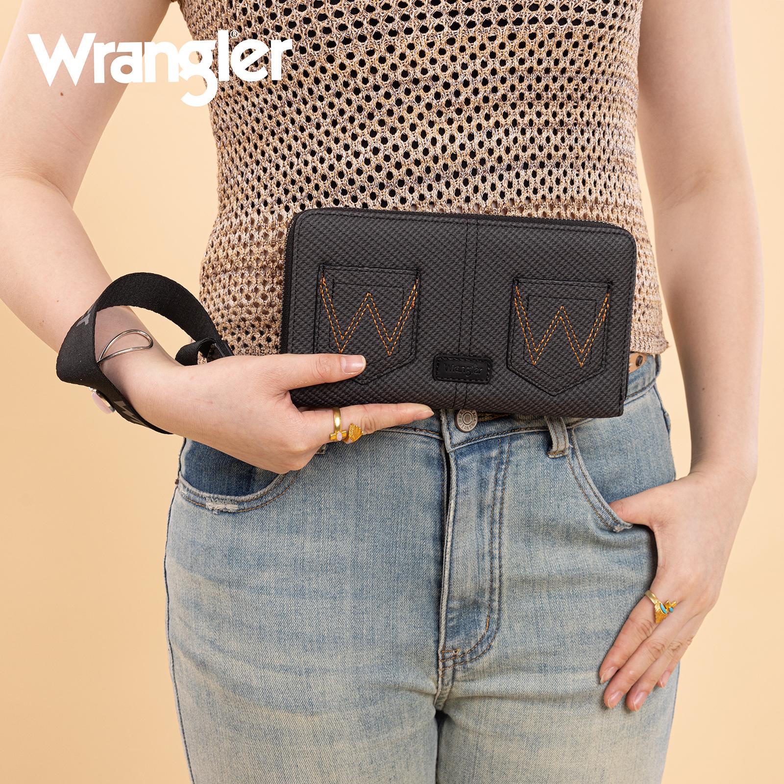 Wrangler Large Wristlet Wallet for Women with Distinctive 'W' Embroidery