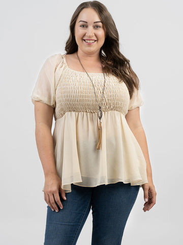 American Bling Plus Size Women Ruched Tiered Long Sleeve Top - Montana West World
