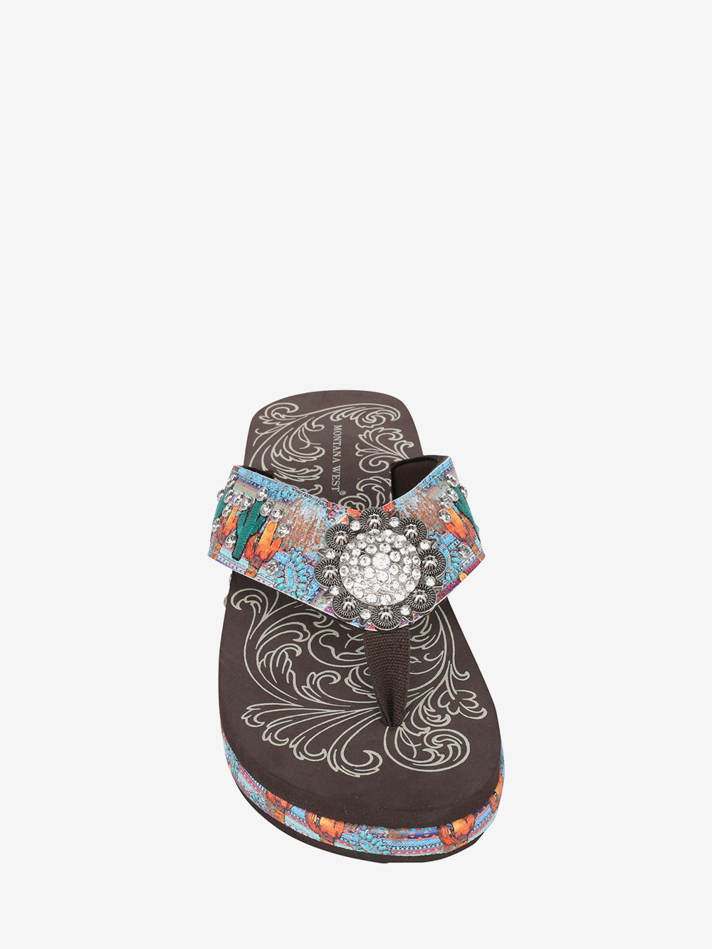 Montana West Cactus Print Floral Concho Flip Flops - Montana West World