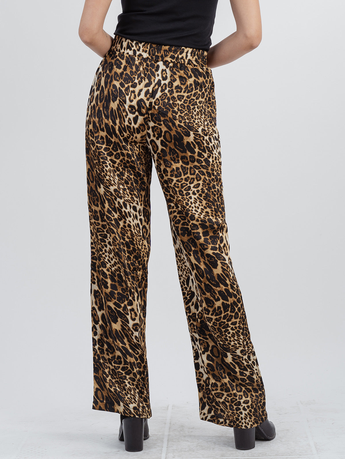 American Bling Women Leopard Stretch Waist Wide Leg Trousers - Montana West World