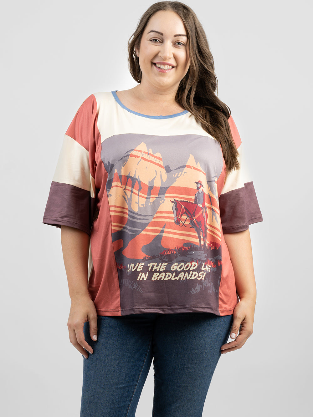 American Bling Women "Live The Good Life In Badlands" Graphic Short Sleeve Tee - Montana West World