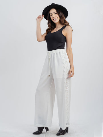 American Bling Women Solid Lace Tie Waist Trousers - Montana West World