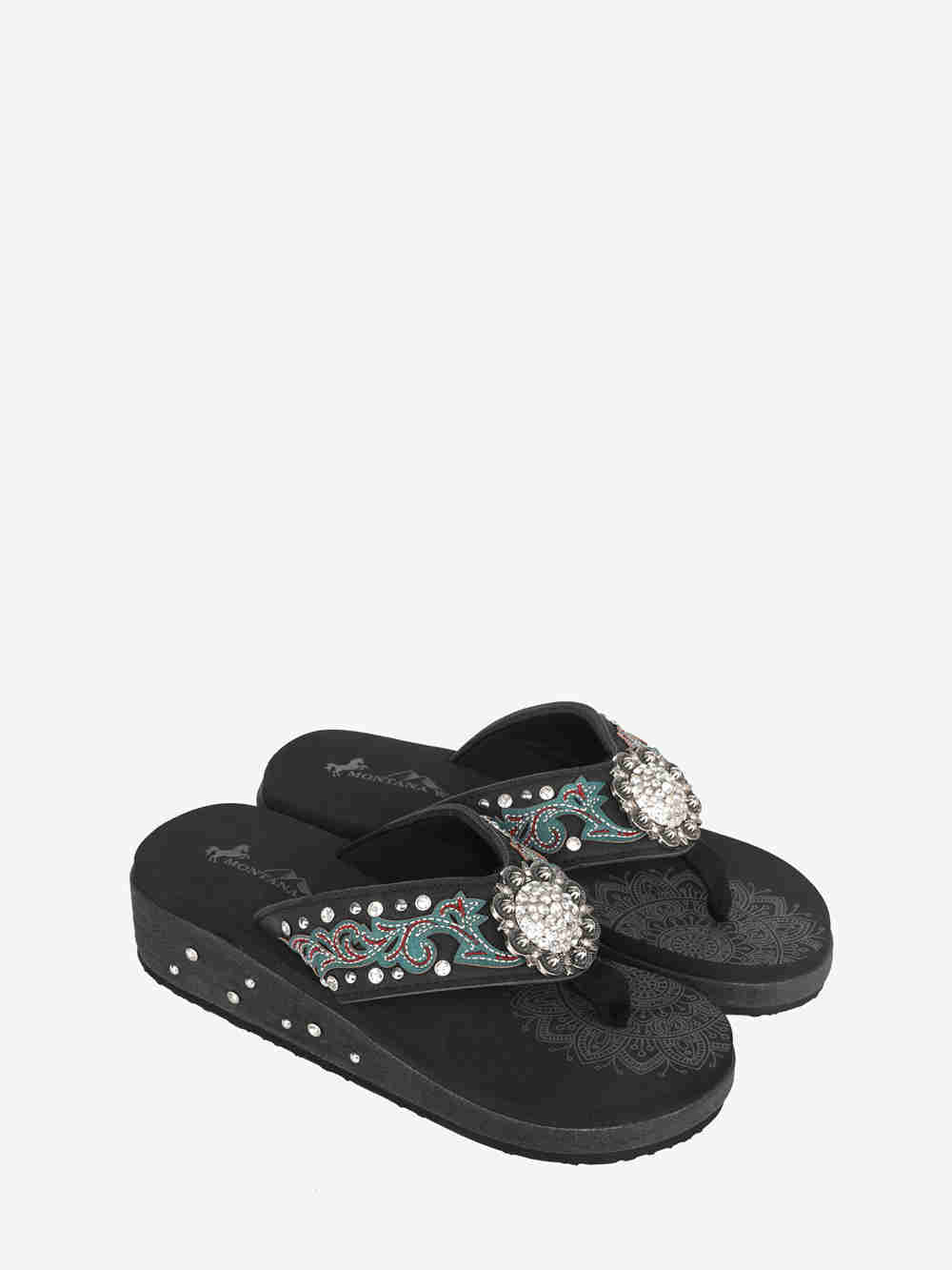 Montana West Floral Concho Platform Flip-Flops - Montana West World
