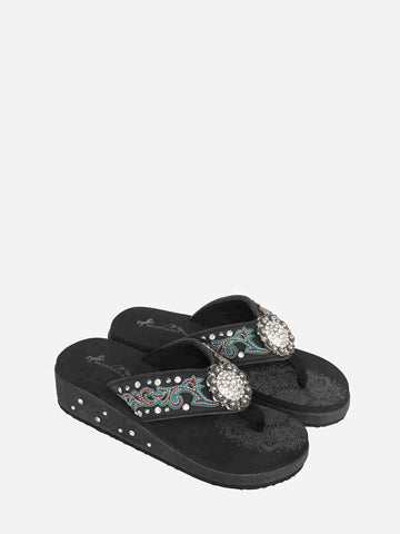 Montana West Floral Concho Platform Flip-Flops - Montana West World