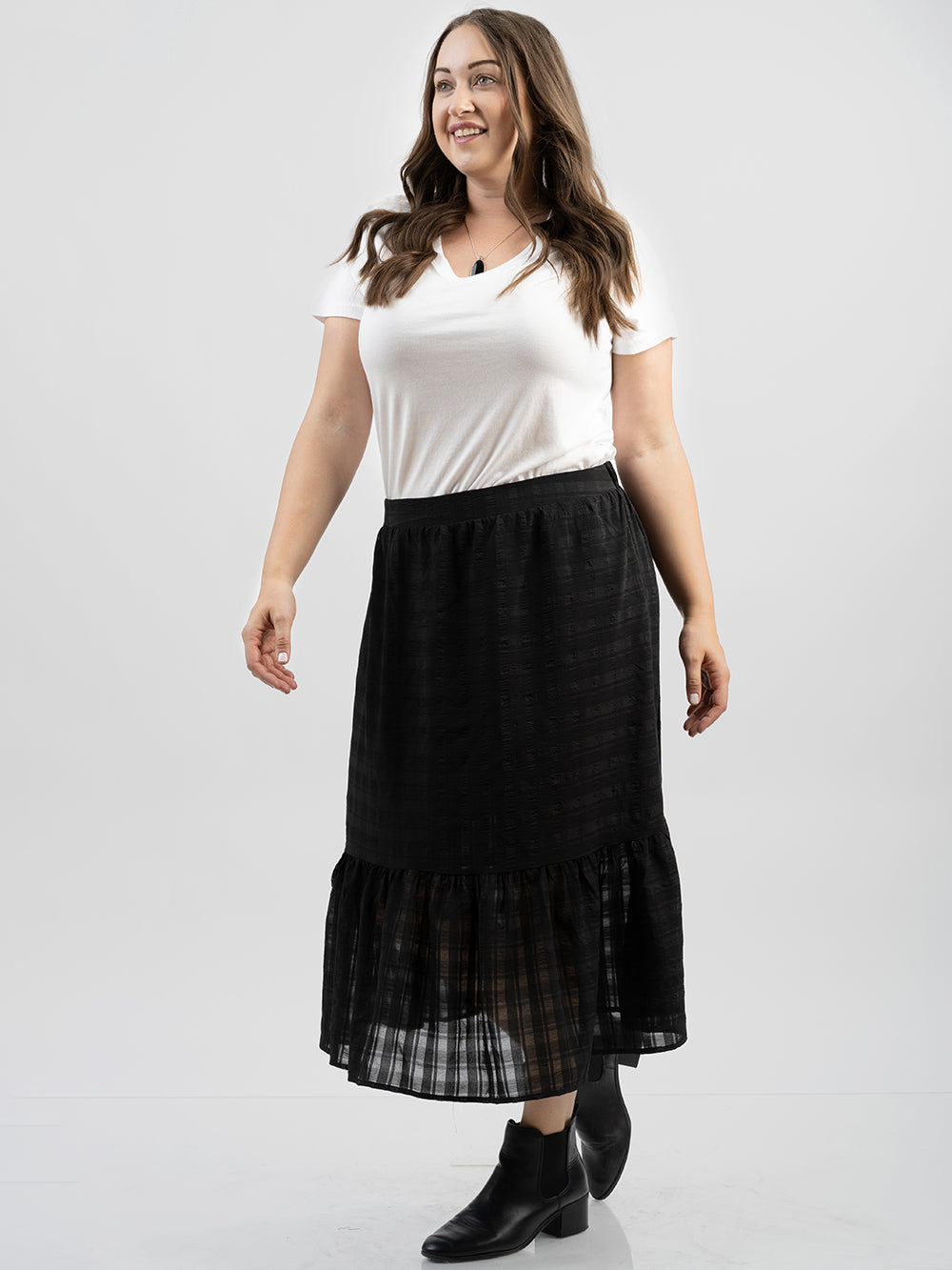 American Bling Plus Size Women Crepe Gingham Maxi Skirt - Montana West World