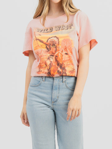 American Bling Women's Mineral Wash ''Wild West'' Tee - Montana West World