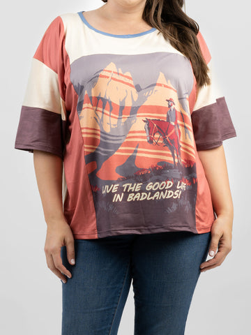 American Bling Women "Live The Good Life In Badlands" Graphic Short Sleeve Tee - Montana West World