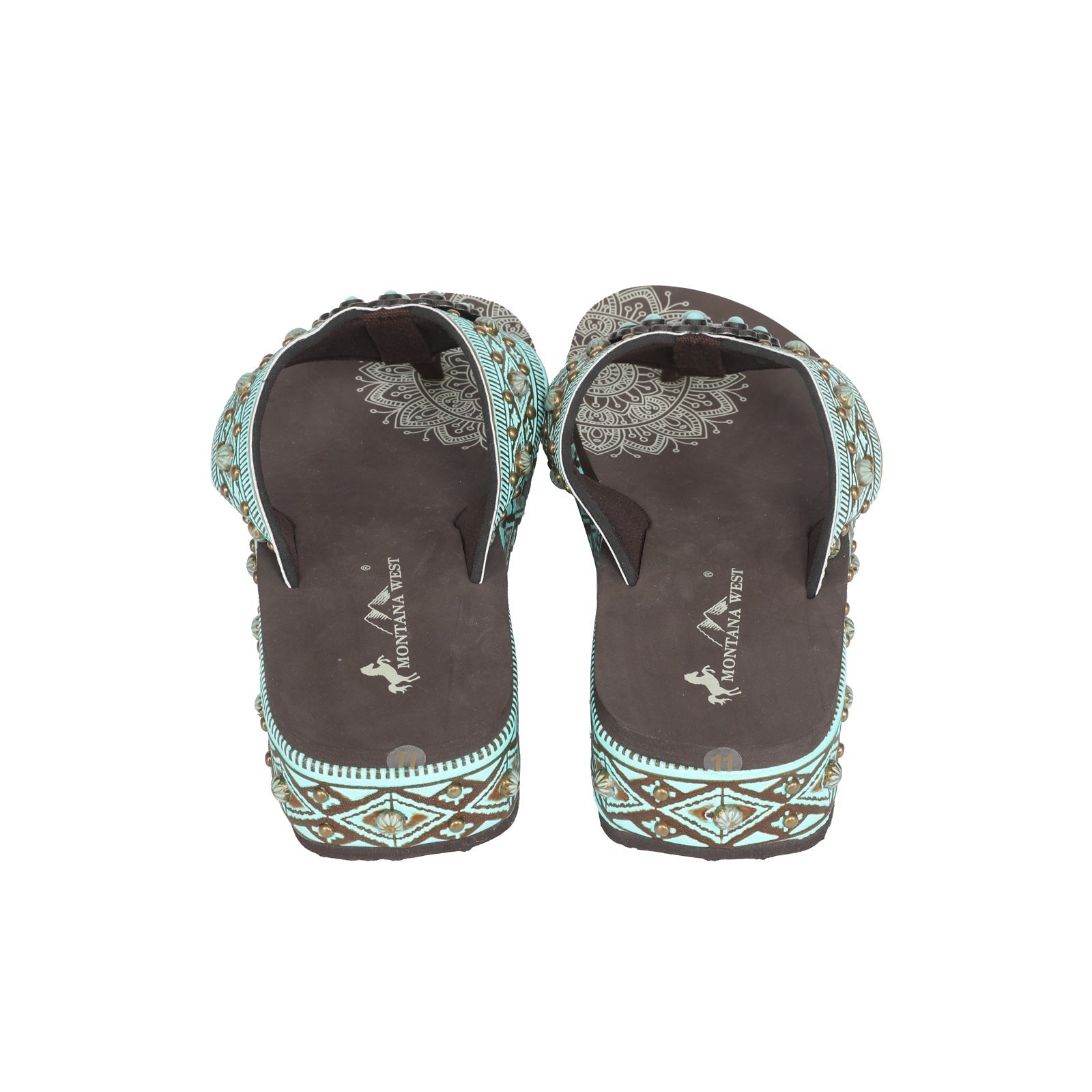Mandala Aztec Tooled Wedge with Crosses Flip Flops - Montana West World