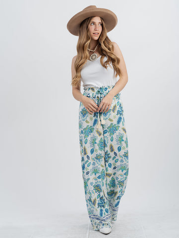 American Bling Women Floral Print Ruffle Waist Trousers - Montana West World