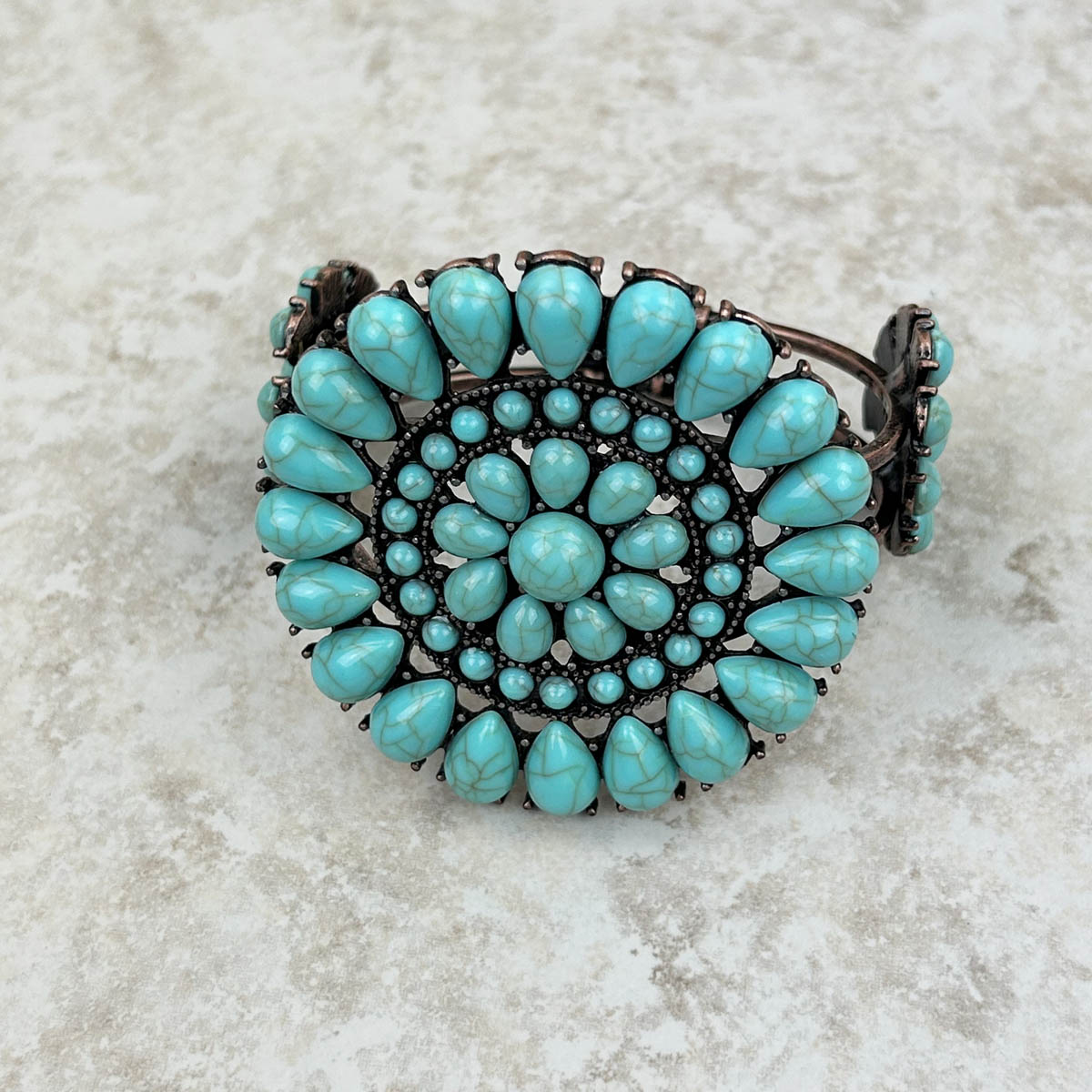 Cooper with Blue turquoise stone Concho Cuff Bracelet