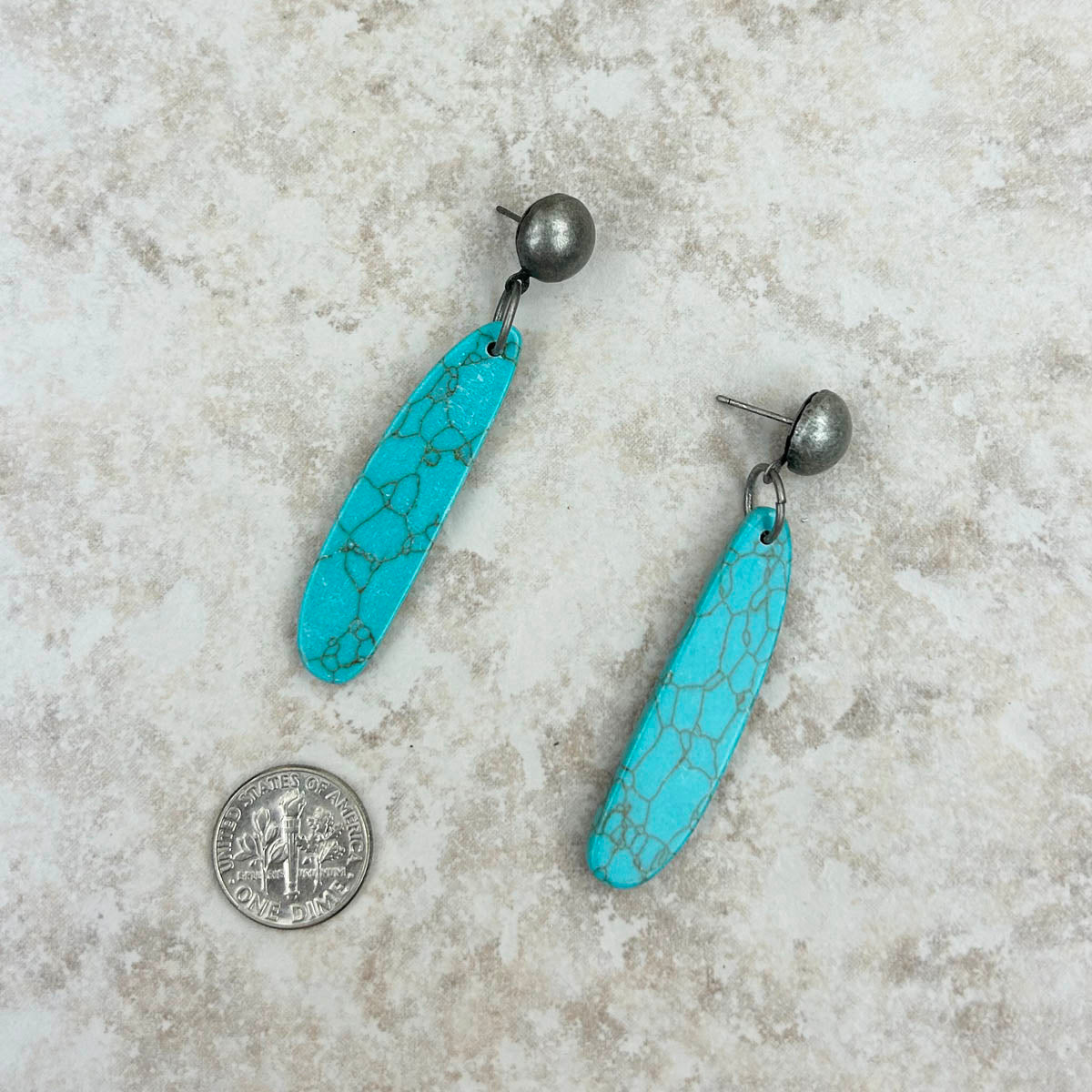 Silver with blue turquoise stone teardrop Earrings