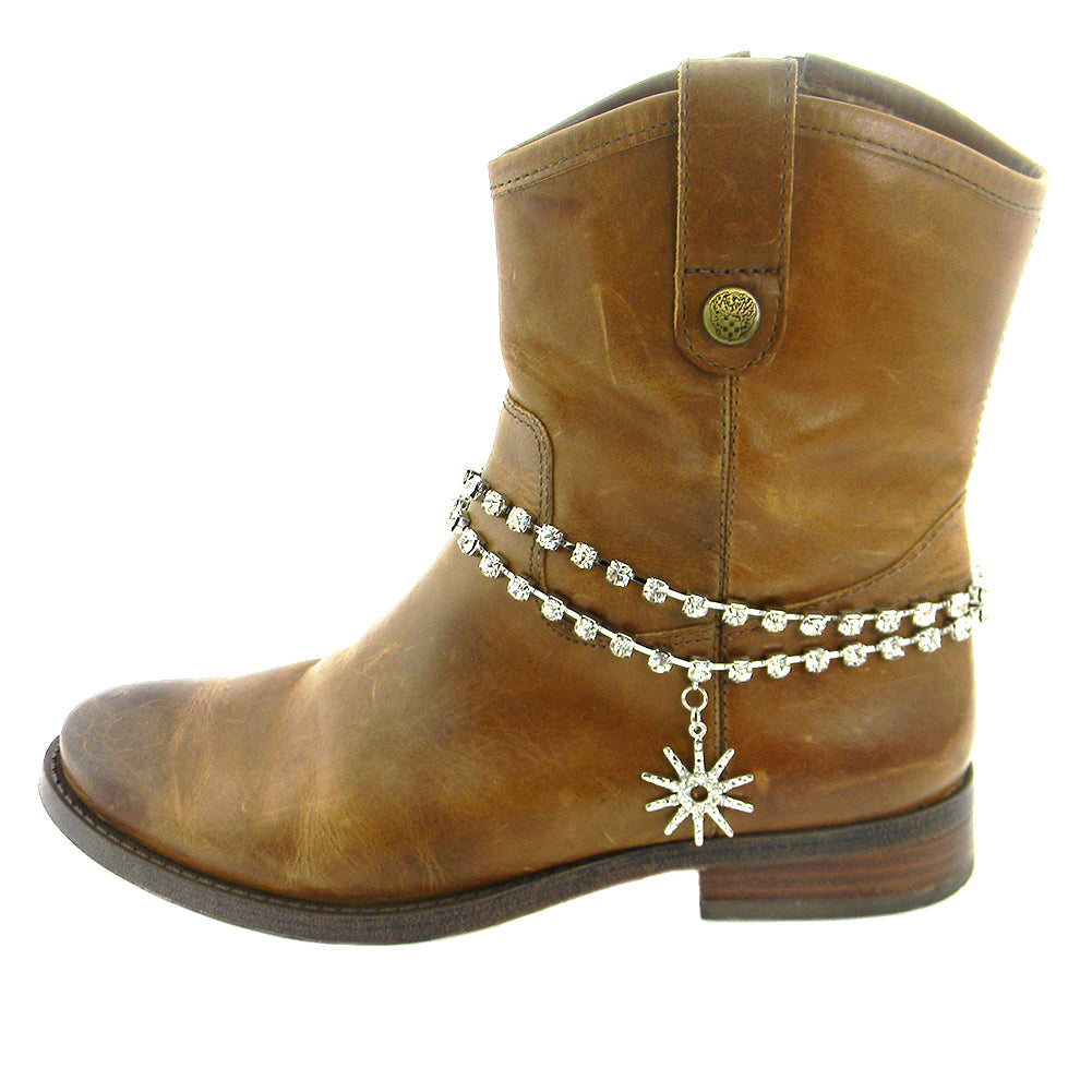 Western Jewelry Double Strand Crystal Boot Chain Pendant